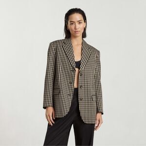 Everlane Checkered Blazer - Black and Tan
